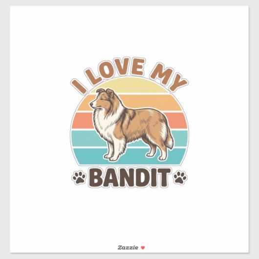 Aangepaste hondennaam Retro zonsondergang huisdier Sticker (Vel)
