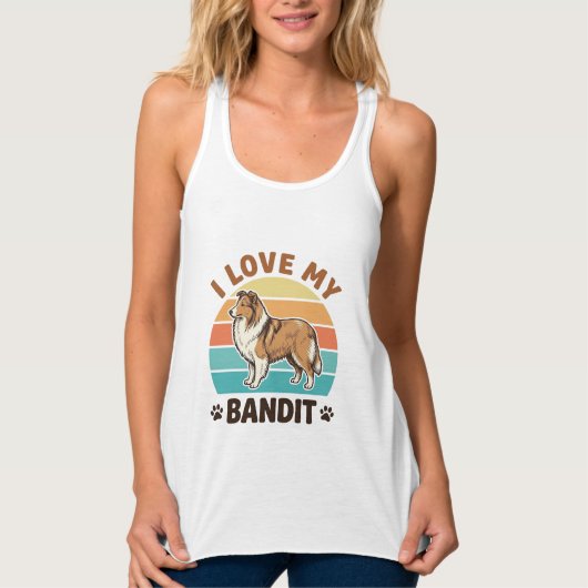 Aangepaste hondennaam Retro zonsondergang huisdier Tanktop (Voorkant)