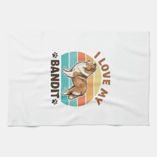 Aangepaste hondennaam Retro zonsondergang huisdier Theedoek