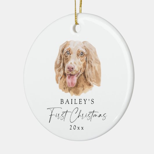 Aangepaste hondennaam teckel Mijn eerste kerst Keramisch Ornament (Links)