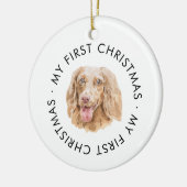 Aangepaste hondennaam teckel Mijn eerste kerst Keramisch Ornament (Links)