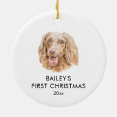 Aangepaste hondennaam teckel Mijn eerste kerst Keramisch Ornament (Achterkant)