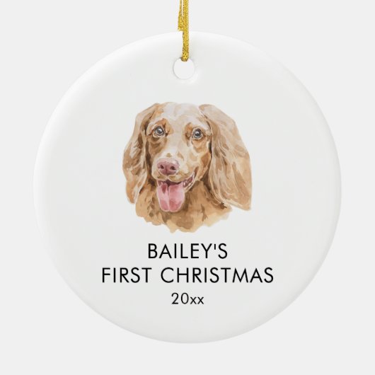 Aangepaste hondennaam teckel Mijn eerste kerst Keramisch Ornament (Achterkant)