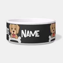 Aangepaste hondennaam tekst Puppy hond met bot afb
