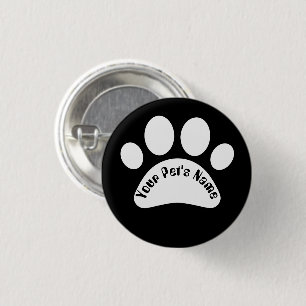 Aangepaste hondenpootafdruk Gepersonaliseerde naam Ronde Button 3,2 Cm