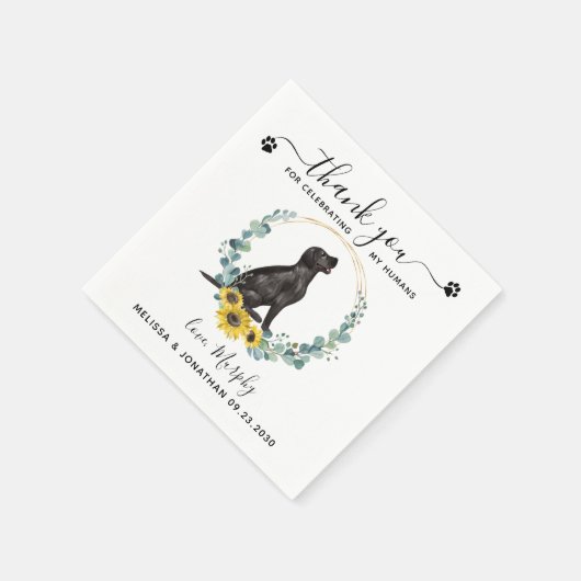 Aangepaste hondenweduwen Dank je zwarte lab Cockta Servet (Hoek)