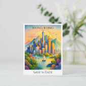 Aangepaste Hong Kong Save the Date Briefkaart (Staand voorkant)