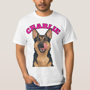 Aangepaste hongerige Duitse herder illustratie T-shirt