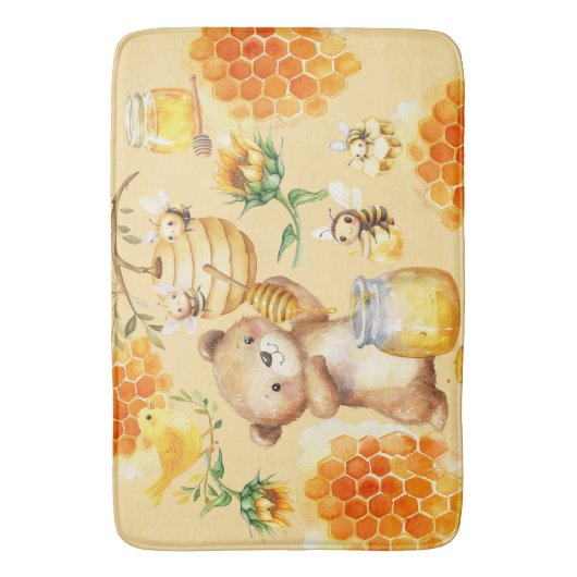 Aangepaste Honing Beer Bijen Badmat (Voorkant Verticaal)