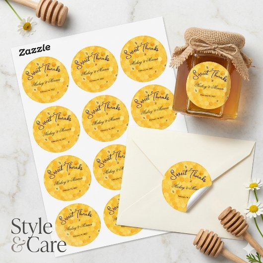 Aangepaste honing favor klassiek vel ronde sticker