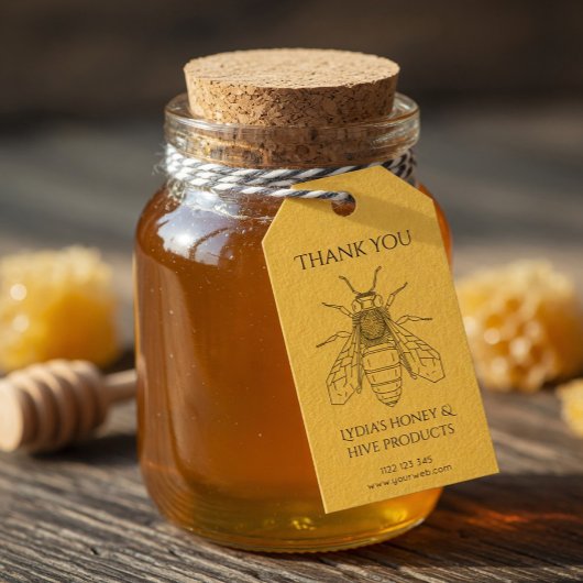 Aangepaste honingbij “Dank je wel” label voor honi Cadeaulabel