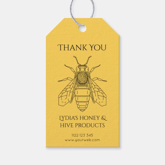 Aangepaste Honingbij "Dank U" Label voor Honingpro Cadeaulabel (Voorkant)