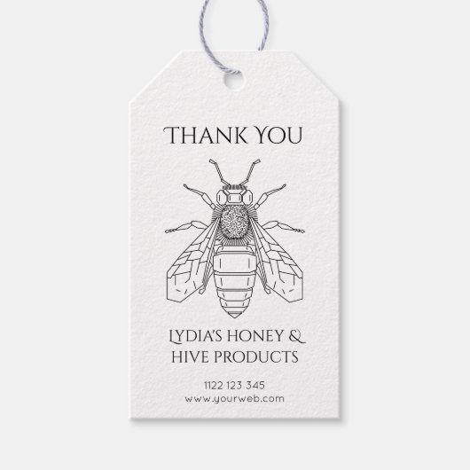 Aangepaste Honingbij "Dank U" Label voor Honingpro Cadeaulabel (Voorkant)