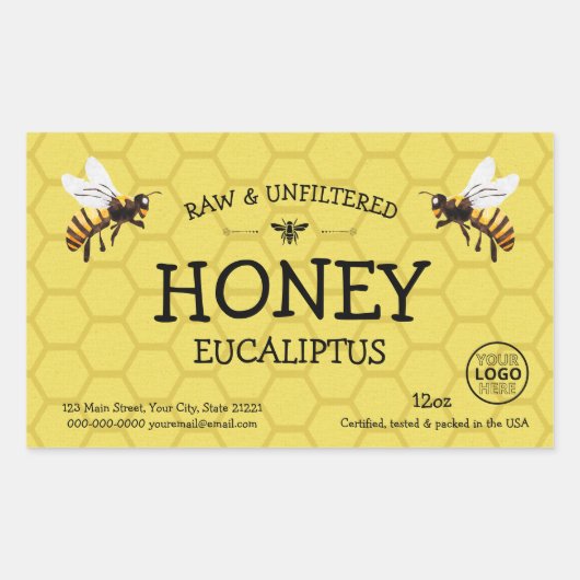 Aangepaste honingraat honingpot label (Voorkant)