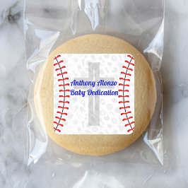 Aangepaste honkbal baby-inwijding met kruis vierkante sticker