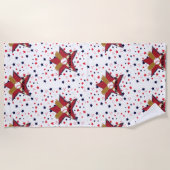 Aangepaste honkbal ballen en sterren op wit strandlaken (Voorkant)