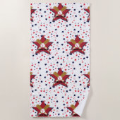 Aangepaste honkbal ballen en sterren op wit strandlaken (Voorkant)