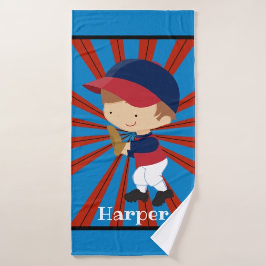 Aangepaste honkbal Catcher Boys Kinder Bath Towel Badhanddoek (Badhanddoek)