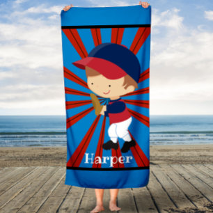 Aangepaste honkbal Catcher Boys Kinder Bath Towel Badhanddoek