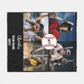 Aangepaste honkbal fotocollage met naam en jaar fleece deken (Voorkant (Horizontaal))