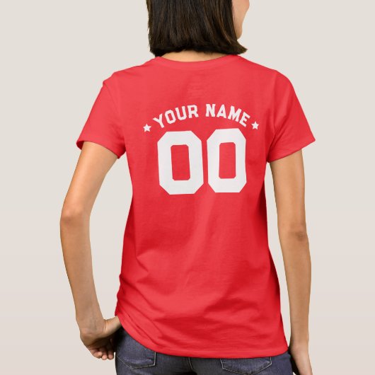 Aangepaste honkbal mam vader met naam en nummer t-shirt (Achterkant)