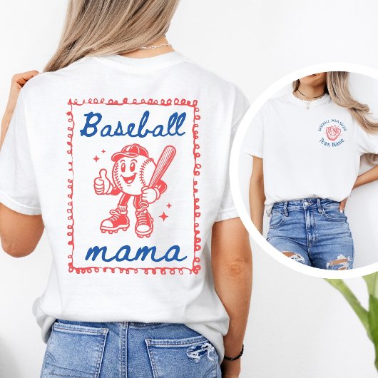 Aangepaste honkbal mama en teamnaam t-shirt