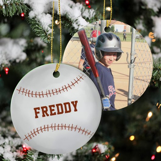 Aangepaste honkbal met foto als kerstcadeau  keramisch ornament