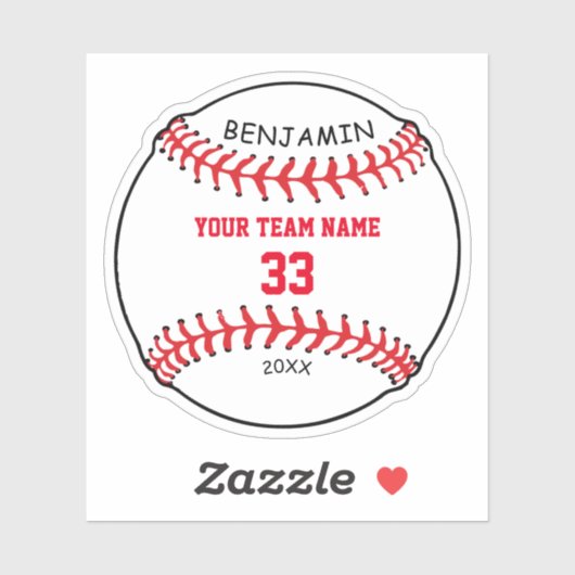 Aangepaste honkbal met naam Teamnummer Kinder Sticker (Vel)