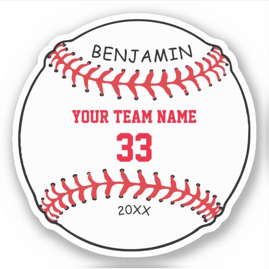 Aangepaste honkbal met naam Teamnummer Kinder Sticker (Voorkant)