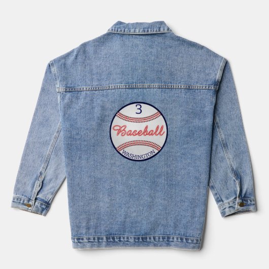 Aangepaste honkbal naam nummer Denim jas Denim Jacket (Achterkant)