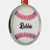 Aangepaste honkbal rood wit gepersonaliseerd metalen ornament (Rechts)