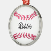 Aangepaste honkbal rood wit gepersonaliseerd metalen ornament (Links)