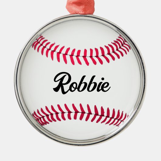 Aangepaste honkbal rood wit gepersonaliseerd metalen ornament (Voorkant)