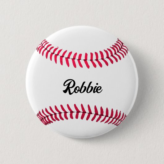 Aangepaste honkbal rood wit gepersonaliseerd ronde button 5,7 cm (Voorkant)