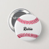 Aangepaste honkbal rood wit gepersonaliseerd ronde button 5,7 cm (Voorkant /achterkant)