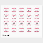 Aangepaste honkbal rood wit gepersonaliseerd ronde sticker (Vel)