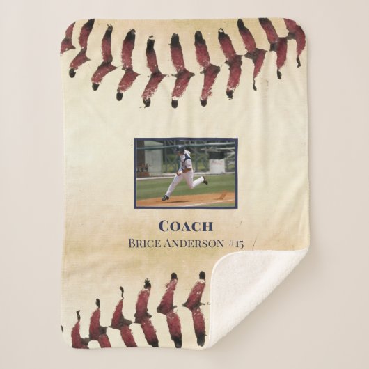 Aangepaste honkbal rustieke foto sherpa deken (Voorkant)