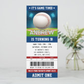 Aangepaste honkbal ticket sport verjaardag uitnodi kaart (Staand voorkant)