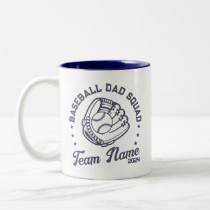 Aangepaste honkbal vader squad met team naam numme tweekleurige koffiemok