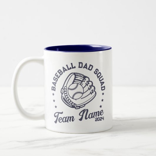 Aangepaste honkbal vader squad met team naam numme tweekleurige koffiemok (Links)