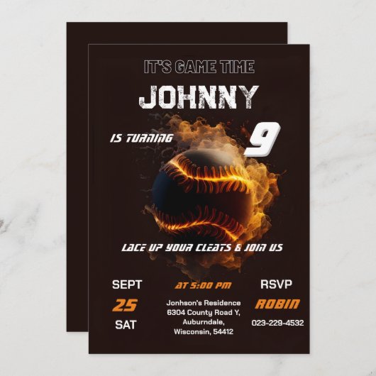 Aangepaste honkbal verjaardag voor jongen kaart (Voorkant / Achterkant)