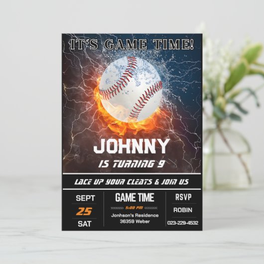 Aangepaste honkbal verjaardagsfeestuitnodiging kaart (Staand voorkant)