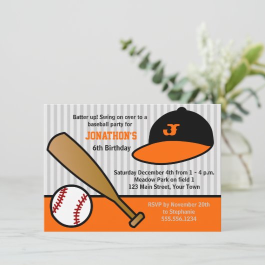 Aangepaste honkbal-wedstrijd, Oranje & zwart Kaart (Staand voorkant)