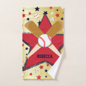 Aangepaste honkballoop en sterren Gold Bad Handdoek (Handdoek)