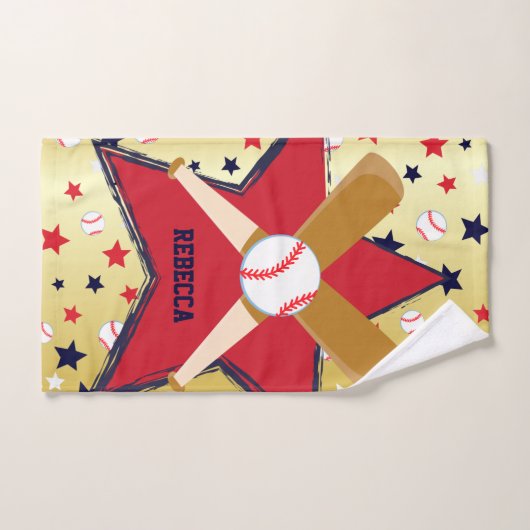 Aangepaste honkballoop en sterren Gold Bad Handdoek (Handdoek)