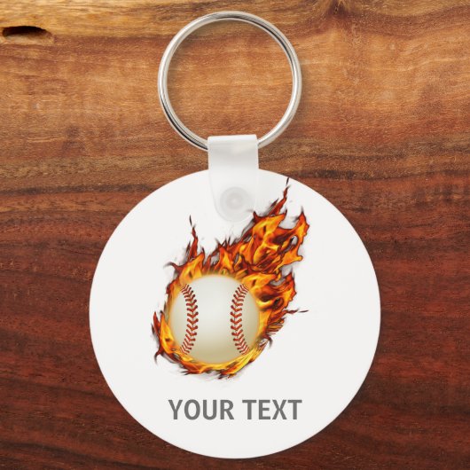 Aangepaste honkballoop op Fire sleutelhanger (Voorkant)