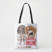 Aangepaste honkbalmoeder fotonaam tote bag (Voorkant)