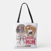 Aangepaste honkbalmoeder fotonaam tote bag (Achterkant)