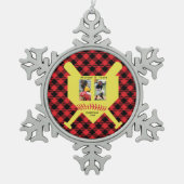 Aangepaste honkbalnaam, fotocollage tin sneeuwvlok ornament (Voorkant)