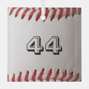 Aangepaste honkbalnummerkunst – Sportfoto in hoge Glas Ornament